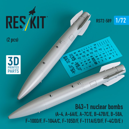 B43-1 nuclear bombs (2 pcs) (3D Printed) (1/72) Shop B43-1 nuclear bombs (2 pcs) (3D Printed) (1/72) Scale Plastic Models Kits. Accessories and Resin Parts. Reskit online Store