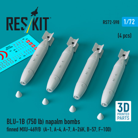 BLU-1B (750lb) napalm bombs finned MXU-469/B (4 pcs) (3D Printed) (1/72) Shop BLU-1B (750lb) napalm bombs finned MXU-469/B (4 pcs) (3D Printed) (1/72) Scale Plastic Models Kits. Accessories and Resin Parts. Reskit online Store