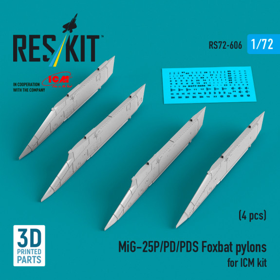 MiG-25P/PD/PDS Foxbat pylons (4 pcs) for ICM kit (3D Printed) (1/72) Shop MiG-25P/PD/PDS Foxbat pylons (4 pcs) for ICM kit (3D Printed) (1/72) Scale Plastic Models Kits. Accessories and Resin Parts. Reskit online Store
