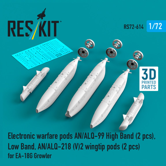 Electronic warfare pods AN/ALQ-99 High Band (2 pcs), Low Band, AN/ALQ-218 (V)2 wingtip pods (2 pcs) for EA-18G Growler (3D Printed) (1/72) Shop Electronic warfare pods AN/ALQ-99 High Band (2 pcs), Low Band, AN/ALQ-218 (V)2 wingtip pods (2 pcs) for EA-18G Growler (3D Printed) (1/72) Scale Plastic Models Kits. Accessories and Resin Parts. Reskit online Store