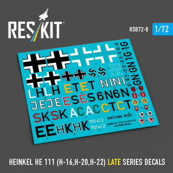 Heinkel He 111 (H-16,H-20,H-22) late series (Decals) (1/72) Shop Heinkel He 111 (H-16,H-20,H-22) late series (Decals) (1/72) Scale Plastic Models Kits. Accessories and Resin Parts. Reskit online Store