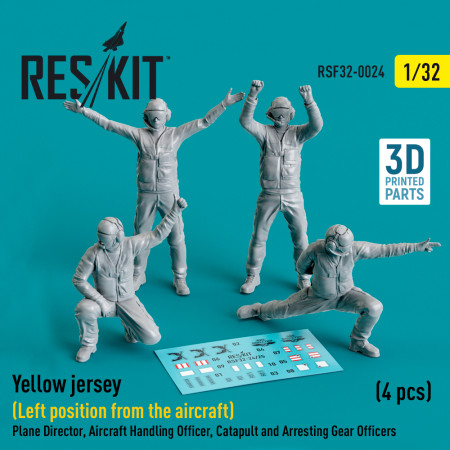 Shop Yellow jersey (Modern) (Left position from the aircraft) Plane Director, Aircraft Handling Officer, Catapult and Arresting Gear Officers (4 pcs) (3D Printed) (1/32) Scale Plastic Models Kits. Accessories and Resin Parts. Reskit online Store