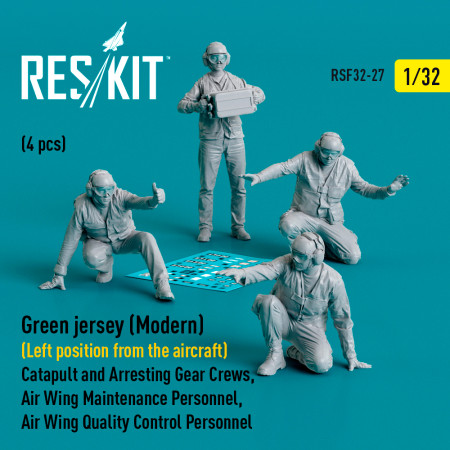 Shop Green jersey (Modern) (Left position from the aircraft) Catapult and Arresting Gear Crews, Air Wing Maintenance Personnel, Air Wing Quality Control Personnel (4 pcs) (3D Printed) (1/32) Scale Plastic Models Kits. Accessories and Resin Parts. Reskit online Store