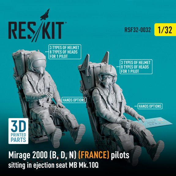 Shop Mirage 2000 (B, D, N) (FRANCE) pilots sitting in ejection seat MB Mk.10Q (2 pcs) (3D Printed) (1/32) Scale Plastic Models Kits. Accessories and Resin Parts. Reskit online Store