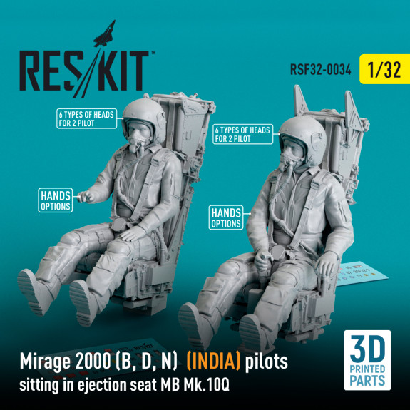 Shop Mirage 2000 (B, D, N) (INDIA) pilots sitting in ejection seat MB Mk.10Q (2 pcs) (3D Printed) (1/32) Scale Plastic Models Kits. Accessories and Resin Parts. Reskit online Store