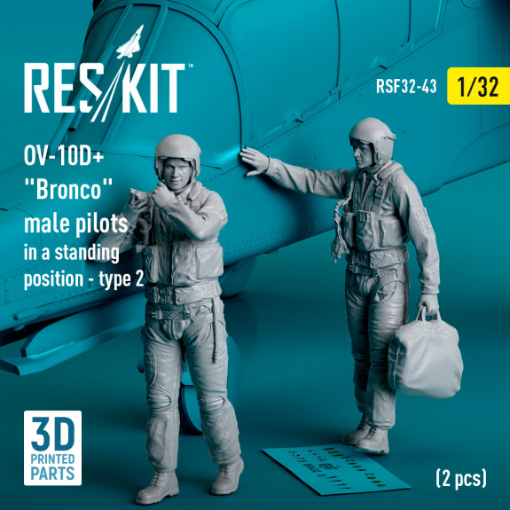 Shop OV-10D+ "Bronco" male pilots (in a standing position - type 2) (2 pcs) (3D Printed) (1/32) Scale Plastic Models Kits. Accessories and Resin Parts. Reskit online Store