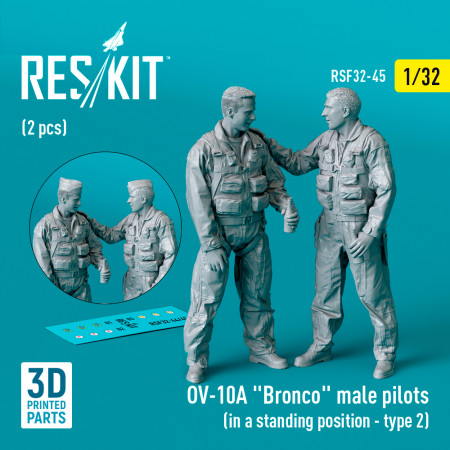 Shop OV-10A "Bronco" male pilots (in a standing position - type 2) (2 pcs) (3D Printed) (1/32) Scale Plastic Models Kits. Accessories and Resin Parts. Reskit online Store