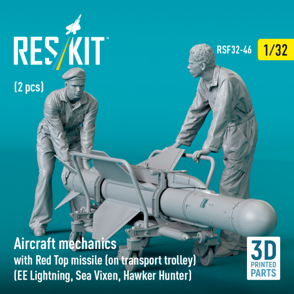 Shop Aircraft mechanics with Red Top missile (on transport trolley) (EE Lightning, Sea Vixen, Hawker Hunter) (2 pcs) (3D Printed) (1/32) Scale Plastic Models Kits. Accessories and Resin Parts. Reskit online Store