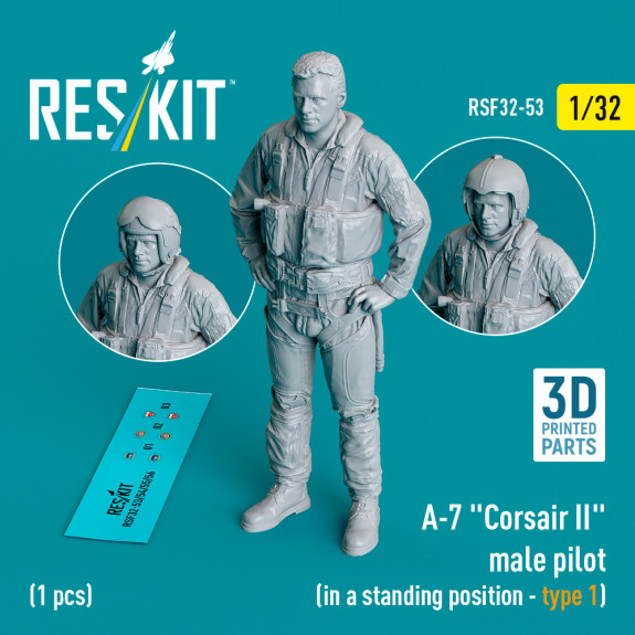 Shop A-7 "Corsair II" male pilot (in a standing position - type 1) (1 pcs) (3D Printed) (1/32) Scale Plastic Models Kits. Accessories and Resin Parts. Reskit online Store