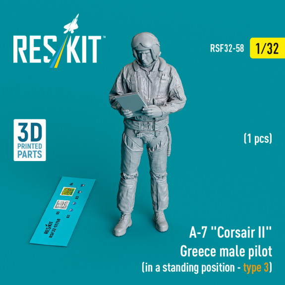 Shop A-7 "Corsair II" Greece male pilot (in a standing position - type 3) (1 pcs) (3D Printed) (1/32) Scale Plastic Models Kits. Accessories and Resin Parts. Reskit online Store