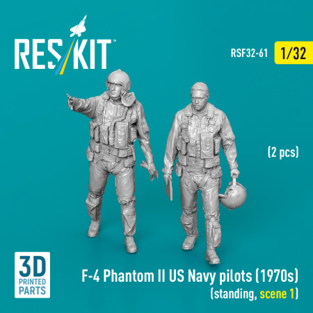 Shop F-4 Phantom II US Navy pilots (1970s) (standing, scene 1) (2 pcs) (3D Printed) (1/32) Scale Plastic Models Kits. Accessories and Resin Parts. Reskit online Store
