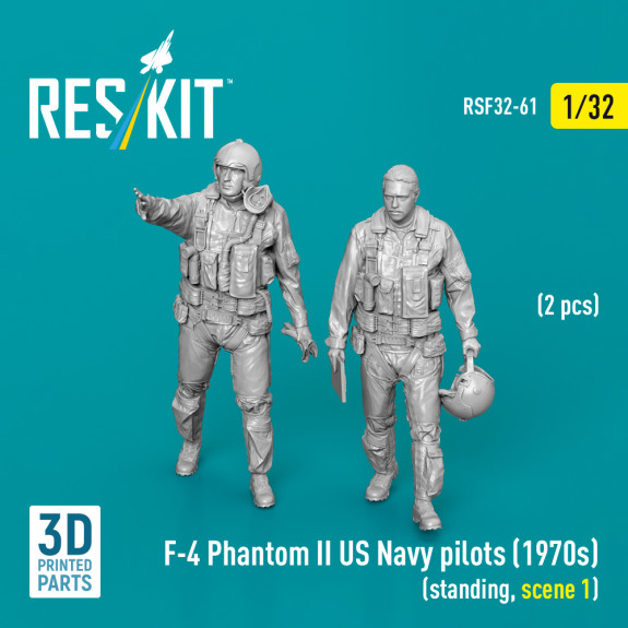 Shop F-4 Phantom II US Navy pilots (1970s) (standing, scene 1) (2 pcs) (3D Printed) (1/32) Scale Plastic Models Kits. Accessories and Resin Parts. Reskit online Store