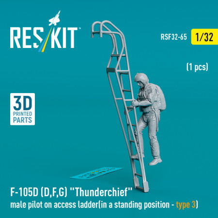 Shop F-105 (D,F,G) "Thunderchief" male pilot on access ladder (type 3) (1 pcs) (3D Printed) (1/32) Scale Plastic Models Kits. Accessories and Resin Parts. Reskit online Store