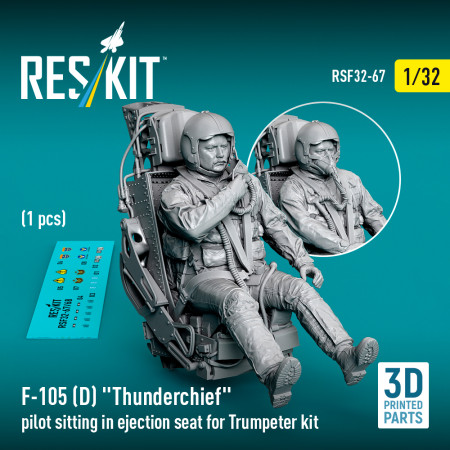 Shop F-105D "Thunderchief" pilot sitting in ejection seat for Trumpeter kit (1 pcs) (3D Printed) (1/32) Scale Plastic Models Kits. Accessories and Resin Parts. Reskit online Store