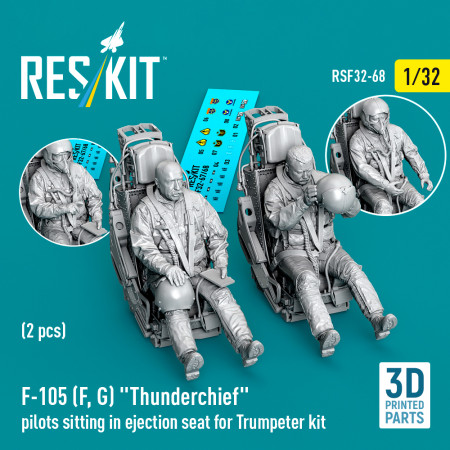 Shop F-105F/G "Thunderchief" pilots sitting in ejection seat for Trumpeter kit (2 pcs) (3D Printed) (1/32) Scale Plastic Models Kits. Accessories and Resin Parts. Reskit online Store