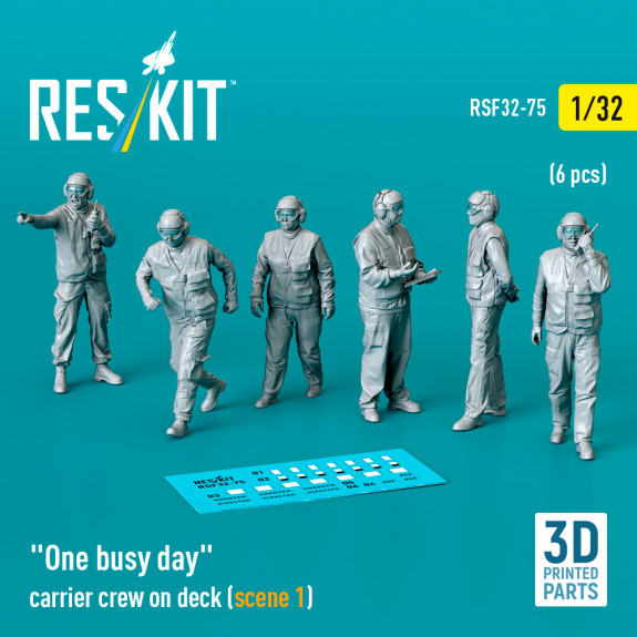 Shop "One busy day" carrier crew on deck (scene 1) (6 pcs) (3D Printed) (1/32) Scale Plastic Models Kits. Accessories and Resin Parts. Reskit online Store