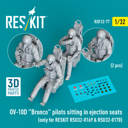 Shop OV-10D "Bronco" pilots sitting in ejection seats (2 pcs) (only for RESKIT RSU32-0169 & RSU32-0170) (3D Printed) (1/32) Scale Plastic Models Kits. Accessories and Resin Parts. Reskit online Store