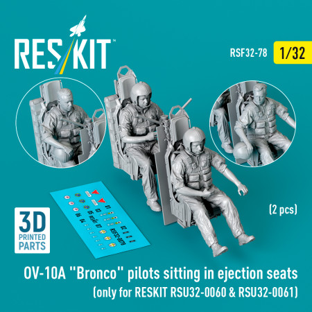 Shop OV-10A "Bronco" pilots sitting in ejection seats (2 pcs) (only for RESKIT RSU32-0060 & RSU32-0061) (3D Printed) (1/32) Scale Plastic Models Kits. Accessories and Resin Parts. Reskit online Store