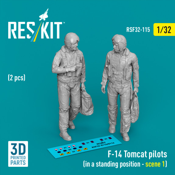 Shop F-14 Tomcat pilots (in a standing position - scene 1) (2 pcs) (3D Printed) (1/32) Scale Plastic Models Kits. Accessories and Resin Parts. Reskit online Store