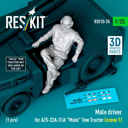 Shop Male driver for A/S-32A-31A "Mule" Tow Tractor (scene 1) (1 pcs) (3D Printed) (1/35) Scale Plastic Models Kits. Accessories and Resin Parts. Reskit online Store