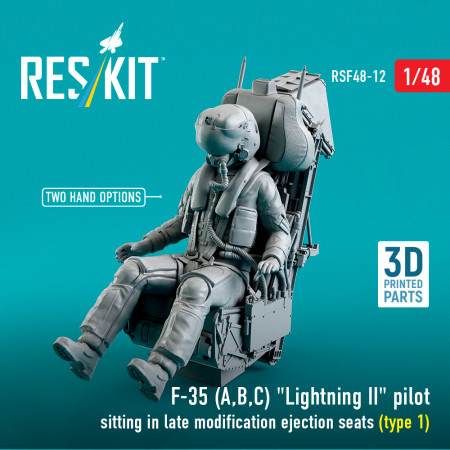 Shop F-35 (A,B,C) "Lightning II" pilot sitting in late modification ejection seats (type 1) (3D Printed) (1/48) Scale Plastic Models Kits. Accessories and Resin Parts. Reskit online Store