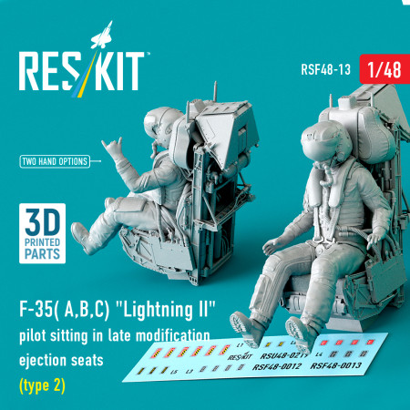 Shop F-35 (A,B,C) "Lightning II" pilot sitting in late modification ejection seats (type 2) (3D Printed) (1/48) Scale Plastic Models Kits. Accessories and Resin Parts. Reskit online Store
