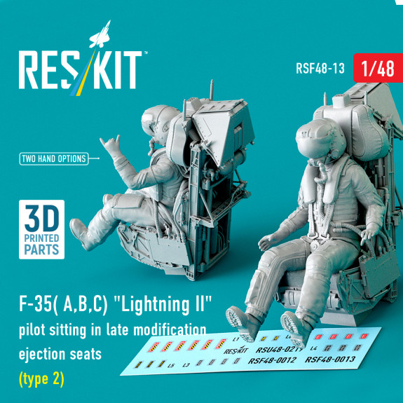 Shop F-35 (A,B,C) "Lightning II" pilot sitting in late modification ejection seats (type 2) (3D Printed) (1/48) Scale Plastic Models Kits. Accessories and Resin Parts. Reskit online Store