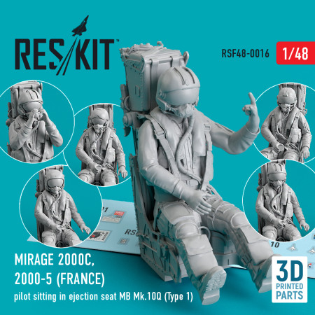 Shop Mirage 2000C, 2000-5 (FRANCE) pilot sitting in ejection seat MB Mk.10Q (Type 1) (3D Printed) (1/48) Scale Plastic Models Kits. Accessories and Resin Parts. Reskit online Store
