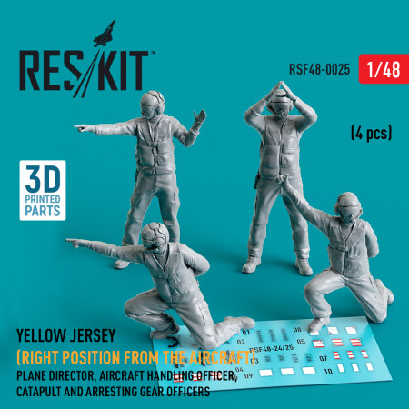 Shop Yellow jersey (Modern) (Right position from the aircraft) Plane Director, Aircraft Handling Officer, Catapult and Arresting Gear Officers (4 pcs) (3D Printed) (1/48) Scale Plastic Models Kits. Accessories and Resin Parts. Reskit online Store