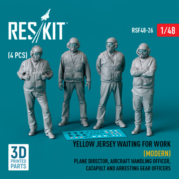 Shop Yellow jersey waiting for work (Modern) Plane Director, Aircraft Handling Officer, Catapult and Arresting Gear Officers (4 pcs) (3D Printed) (1/48) Scale Plastic Models Kits. Accessories and Resin Parts. Reskit online Store