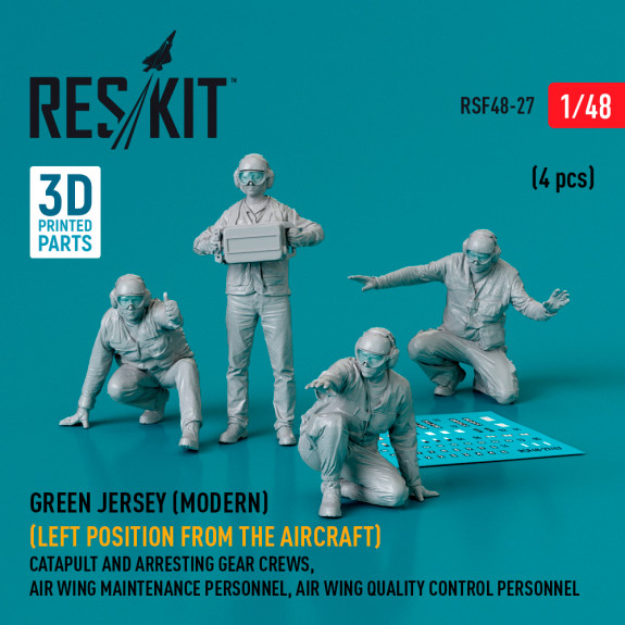 Shop Green jersey (Modern) (Left position from the aircraft) Catapult and Arresting Gear Crews, Air Wing Maintenance Personnel, Air Wing Quality Control Personnel (4 pcs) (3D Printed) (1/48) Scale Plastic Models Kits. Accessories and Resin Parts. Reskit online Store