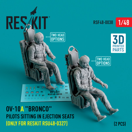 Shop OV-10A "Bronco" pilots sitting in ejection seats (only for RESKIT RSU48-0327) (2 pcs) (3D Printed) (1/48) Scale Plastic Models Kits. Accessories and Resin Parts. Reskit online Store