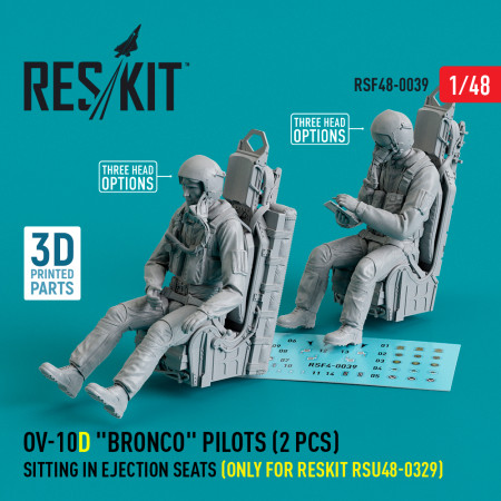 Shop OV-10D "Bronco" pilots sitting in ejection seats (only for RESKIT RSU48-0329) (2 pcs) (3D Printed) (1/48) Scale Plastic Models Kits. Accessories and Resin Parts. Reskit online Store