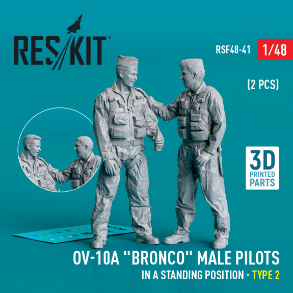 Shop OV-10A "Bronco" male pilots (in a standing position - type 2) (2 pcs) (3D Printed) (1/48) Scale Plastic Models Kits. Accessories and Resin Parts. Reskit online Store