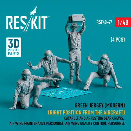 Shop Green jersey (Modern) (Right position from the aircraft) Catapult and Arresting Gear Crews, Air Wing Maintenance Personnel, Air Wing Quality Control Personnel (4 pcs) (3D Printed) (1/48) Scale Plastic Models Kits. Accessories and Resin Parts. Reskit online Store