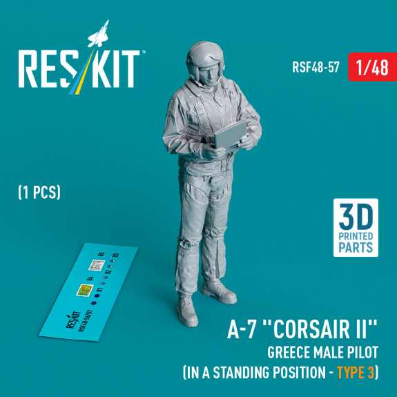 Shop A-7 "Corsair II" Greece male pilot (in a standing position - type 3) (1 pcs) (3D Printed) (1/48) Scale Plastic Models Kits. Accessories and Resin Parts. Reskit online Store