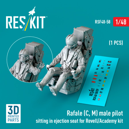 Shop Rafale (C, M) male pilot sitting in ejection seat for Revell/Academy kit (1 pcs) (3D Printed) (1/48) Scale Plastic Models Kits. Accessories and Resin Parts. Reskit online Store