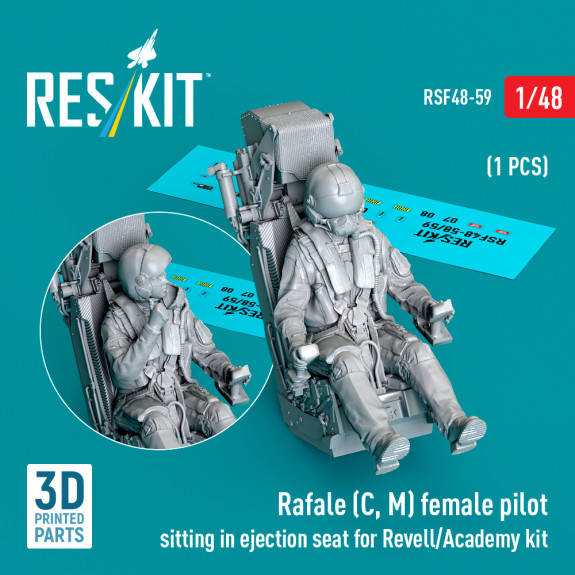 Shop Rafale (C, M) female pilot sitting in ejection seat for Revell/Academy kit (1 pcs) (3D Printed) (1/48) Scale Plastic Models Kits. Accessories and Resin Parts. Reskit online Store