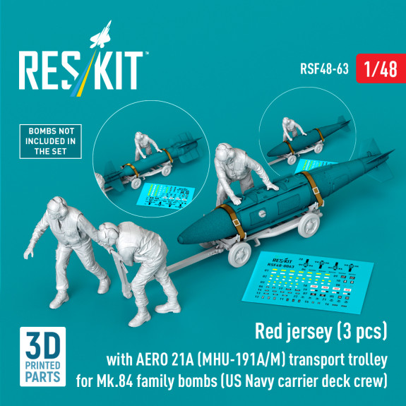Red jerseys (3 pcs) with AERO 21A (MHU-191A/M) transport trolley for Mk.84 family bombs (US Navy carrier deck crew) (3D Printed) (1/48) Shop Red jerseys (3 pcs) with AERO 21A (MHU-191A/M) transport trolley for Mk.84 family bombs (US Navy carrier deck crew) (3D Printed) (1/48) Scale Plastic Models Kits. Accessories and Resin Parts. Reskit online Store
