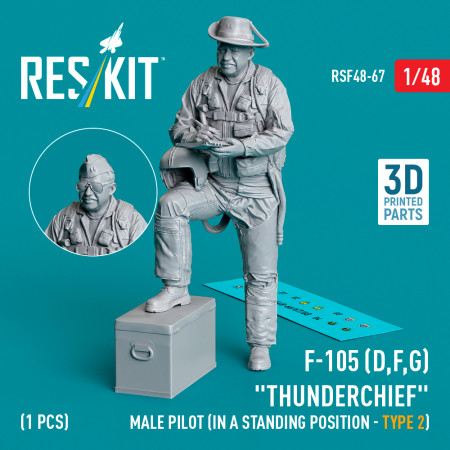 Shop F-105 (D,F,G) "Thunderchief" male pilot (in a standing position - type 2) (1 pcs) (3D Printed) (1/48) Scale Plastic Models Kits. Accessories and Resin Parts. Reskit online Store