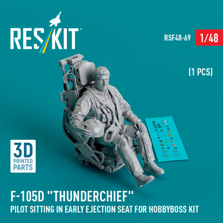 Shop F-105D "Thunderchief" pilot sitting in early ejection seat for HobbyBoss kit (1 pcs) (3D Printed) (1/48) Scale Plastic Models Kits. Accessories and Resin Parts. Reskit online Store