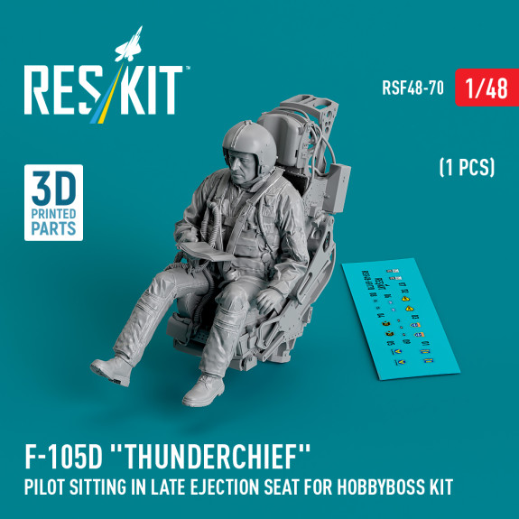 Shop F-105D "Thunderchief" pilot sitting in late ejection seat for HobbyBoss kit (1 pcs) (3D Printed) (1/48) Scale Plastic Models Kits. Accessories and Resin Parts. Reskit online Store