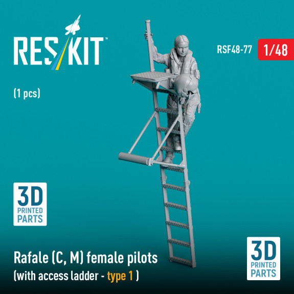 Shop Rafale (C, M) female pilot (with access ladder - type 1) (1 pcs) (3D Printed) (1/48) Scale Plastic Models Kits. Accessories and Resin Parts. Reskit online Store