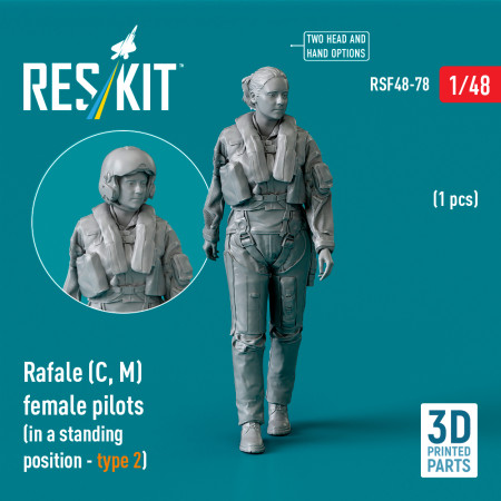 Shop Rafale (C, M) female pilot (in a standing position - type 2) (1 pcs) (3D Printed) (1/48) Scale Plastic Models Kits. Accessories and Resin Parts. Reskit online Store