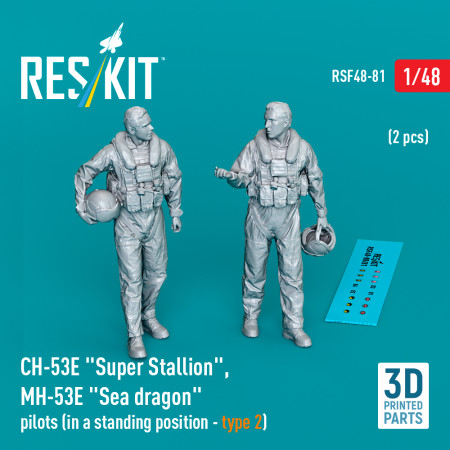 Shop CH-53E "Super Stallion", MH-53E "Sea dragon" pilots (in a standing position - type 2) (2 pcs) (3D Printed) (1/48) Scale Plastic Models Kits. Accessories and Resin Parts. Reskit online Store