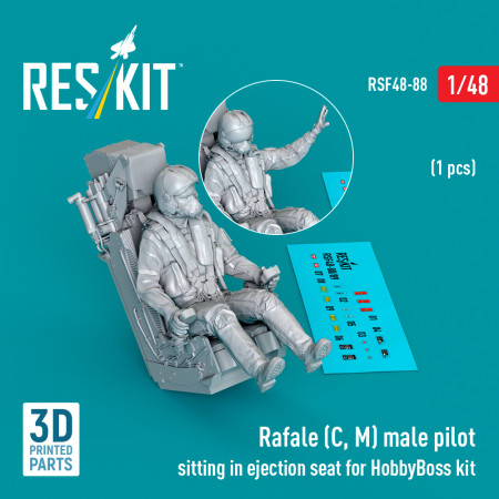 Shop Rafale (C, M) male pilot sitting in ejection seat for HobbyBoss kit (1 pcs) (3D Printed) (1/48) Scale Plastic Models Kits. Accessories and Resin Parts. Reskit online Store