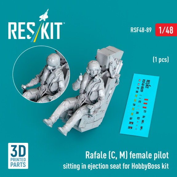 Shop Rafale (C, M) female pilot sitting in ejection seat for HobbyBoss kit (1 pcs) (3D Printed) (1/48) Scale Plastic Models Kits. Accessories and Resin Parts. Reskit online Store