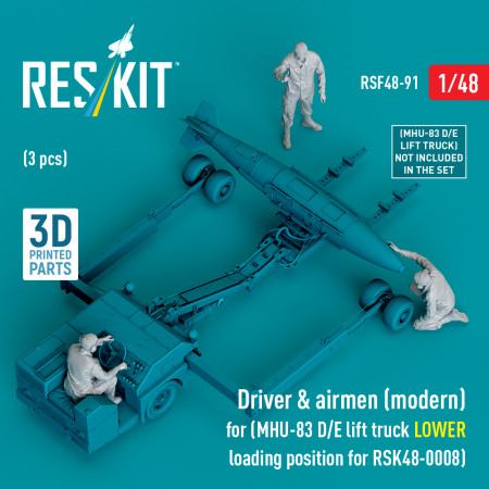 Shop Driver & airmen (modern) (3 pcs) (MHU-83 D/E lift truck LOWER loading position for RSK48-0008) (3D Printed) (1/48) Scale Plastic Models Kits. Accessories and Resin Parts. Reskit online Store