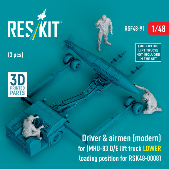 Shop Driver & airmen (modern) (3 pcs) (MHU-83 D/E lift truck LOWER loading position for RSK48-0008) (3D Printed) (1/48) Scale Plastic Models Kits. Accessories and Resin Parts. Reskit online Store