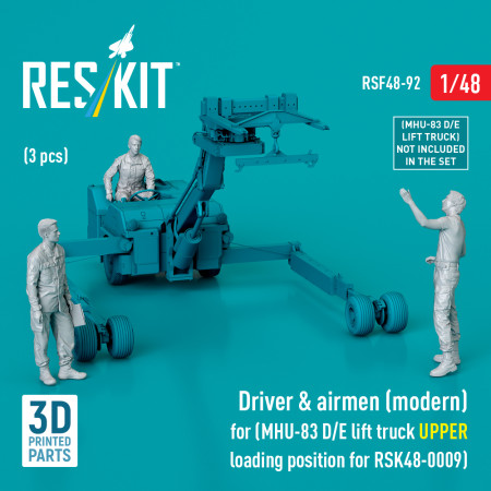 Shop Driver & airmen (modern) (3 pcs) (MHU-83 D/E lift truck UPPER loading position for RSK48-0009) (3D Printed) (1/48) Scale Plastic Models Kits. Accessories and Resin Parts. Reskit online Store